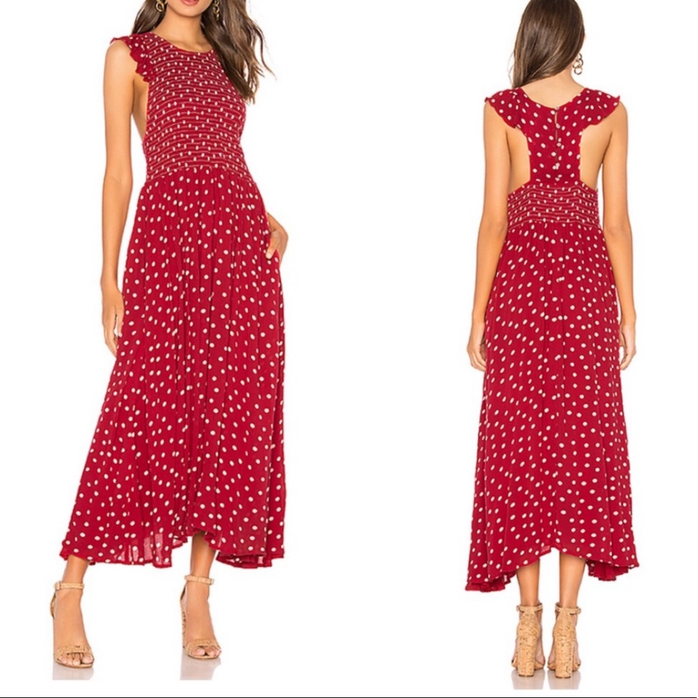 Free People Red combo dress